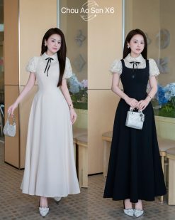 Váy Dài Phối Tay Ren — Nét Nếp Dịu Hiền CHAS005
