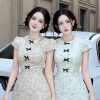 Váy Ren Lá Phối Nơ Ngực — Dáng Ngắn Ngắn TA015