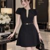 Váy Đen Điểm Vàng Đai Kim TDG0023