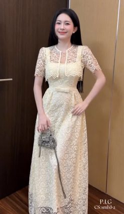 Váy Ren Dài Kèm Choàng — Xinh Yêu Thanh Lịch PIG018