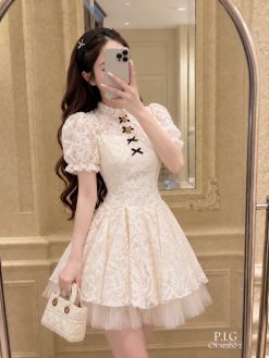 Váy Phom Ren Xinh Xỉu — Nơ Đen Điểm Nhấn PIG017