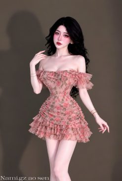 Váy Hoa Hồng Trẻ Điệu — Xinh Xỉu Tôn Dáng NGZ011