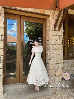Váy Ren Trắng Trễ Vai — Nàng Thơ Bồng Bềnh   AL036