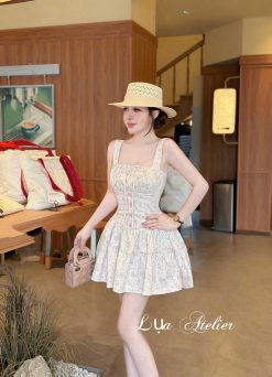 Váy Hoa Sọc Vai — 10 Điểm Cho Sự Xinh Đẹp Này  AL031