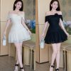 Váy Ren Phối Tơ Trễ Vai Kèm Hoa — Nàng Thơ Bồng Bềnh TA012