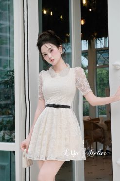 Váy Ren Cổ Tròn Đính Đá — Cực Xinh Tỏa Sáng Mỗi Bước Đi  AL023