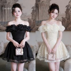 Váy Ren Bèo Ngực Trễ Vai — Nàng Thơ Ngắn Xinh TA008