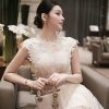 Váy Ren Kẻ Đai Eo Thanh Lịch TDG0013