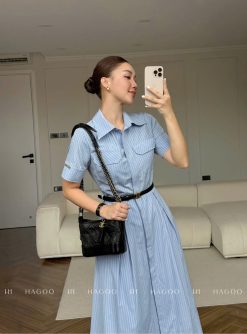 Váy Kẻ Xanh Lịch Sự TDG0010