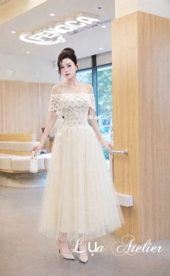 Váy Tulle Kem Vai Trễ — Người Đẹp Làm Mở Cả Phong Cảnh  AL011