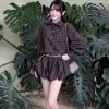Bộ Váy Thổ Kẻ Đen Kèm Đai — Năng Động Quyến Rũ LK030