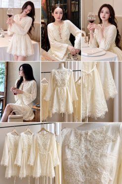 Váy Tơ Đũi Ren Cách Điệu — Nét Dễ Mặc Trắng Kem CHST002