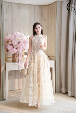 Váy Ren Dài Cổ Đứng — Về Lên Vợ Vợ V1294 CGD036