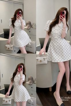Váy Điểm Bi Cập Bến — Xinh Xỉu Ngắn Nữ Tính PIG002