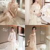 Váy Tiệc Ren Trẻ Vai Đính Nơ KUX0016