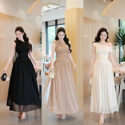 Váy Lưới Giãn Lệch Vai — Thanh Lịch Tôn Dáng, TA002