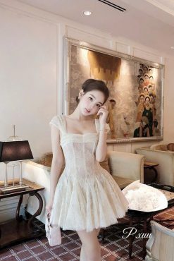Váy Nơ Eo Kem Ngà — Xinh Đến Trái Đất Cũng Nóng Lên PX016