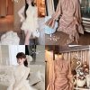 Váy Tơ Xếp Lì Bèo Tay Dài Nữ Tính KUX0014