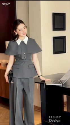 Bộ Đồ Chéo Ý Ép Mùng Màu Ghi — Thanh Lịch Vượt Thời Gian LK007