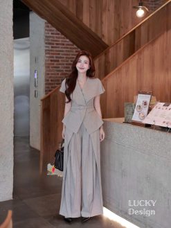 Bộ Váy Liền Quần Ghi Xám Cao Cấp — Nét Thanh Lịch Sang Trọng LK003