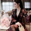Váy Dài Hoa Hồng Cổ V Tay Bồng — Nét Đẹp Sang Trọng Hoài Cổ MTNH0010