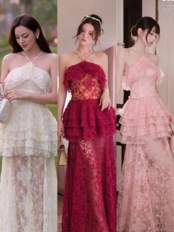 Váy Dài Ren Tầng Vai Dây — Công Chúa Quyến Rũ NN006