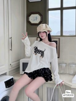 Set Áo Giấy Nấm Sen + Váy Chấm Bi — Năng Động Xinh Xắn Hoàn Hảo ND008