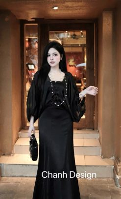 Set Đầm 2 Lớp Kèm Áo Choàng Xinh — Màu Trắng Thanh Lịch CVTK007