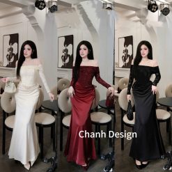 Váy Ren Lụa Trẻ Vai Tay Dài  — Màu Trắng Thanh Lịch CVTK006