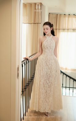 Đầm V1997 — Ren Cổ Yếm Dài Ngà Ngà Thanh Lịch Nữ Tính CH015