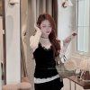 Set Áo Lót Ren Trắng & Váy Vai Đeo Nhung Đen NT029