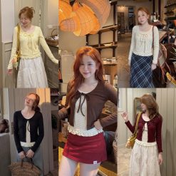 Bộ Áo Hai Lớp Nơ Cổ Trắng Nữ Tính NT016