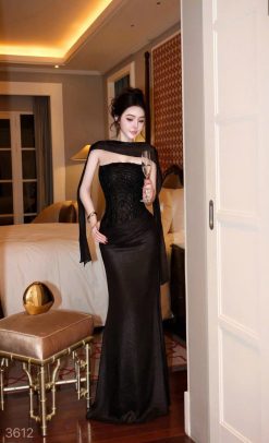 Váy Cúp Ngực Phối Dây Dáng Dài Sang Trọng — 4 Màu Đỏ/Trắng/Đen/Hồng,  TSTK0010
