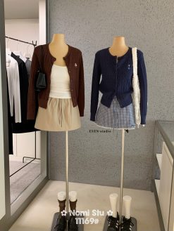 Cardigan Len Thừng Thêu Gấu Siêu Xinh — Mã 11169 NOMI013