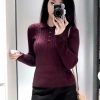 Áo Len Đỏ Rượu Cổ Nút  — Quyến Rũ Tôn Da THOM009