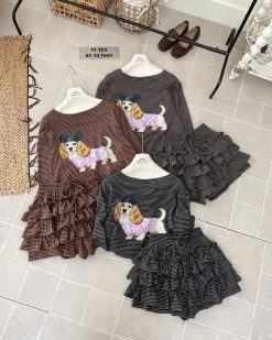 Sét Kẻ Chân váy Tầng — Năng Động Thanh Lịch THOM002